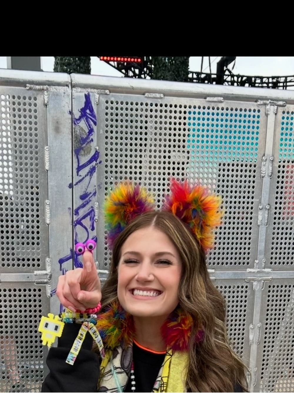 rainbow fuzzy ears and earrings set